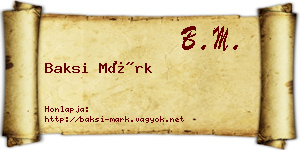Baksi Márk névjegykártya